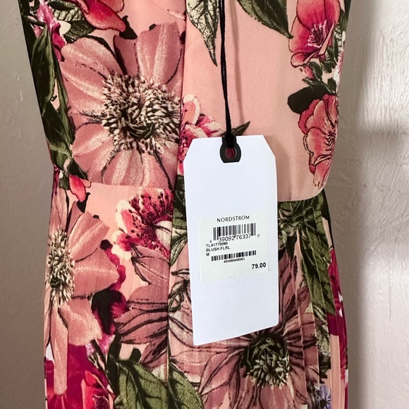 NWT Leith Coral and Pink Floral Midi Dress with Pleated Skirt M - Picture 7 of 15